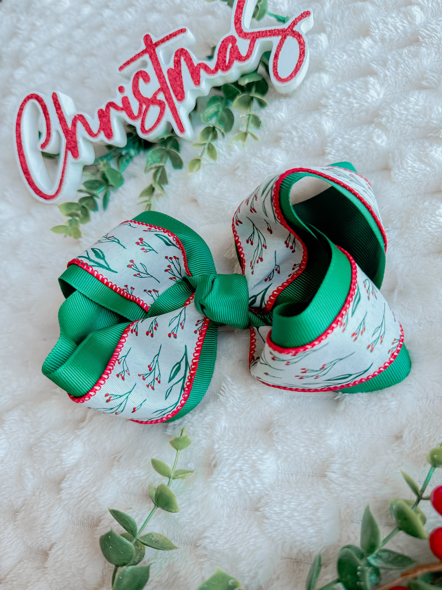 5 in double layer holly berry bow