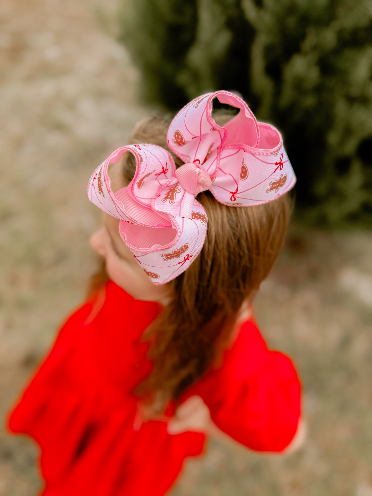 5 in double layer pink gingerbread bow