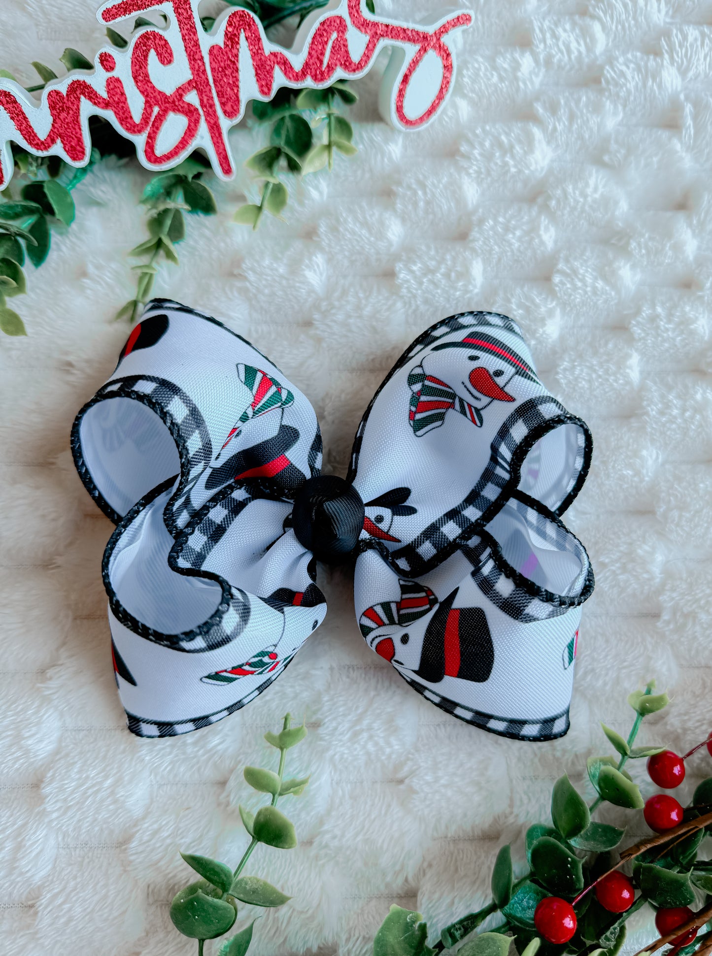 5 in double layer snowman bow
