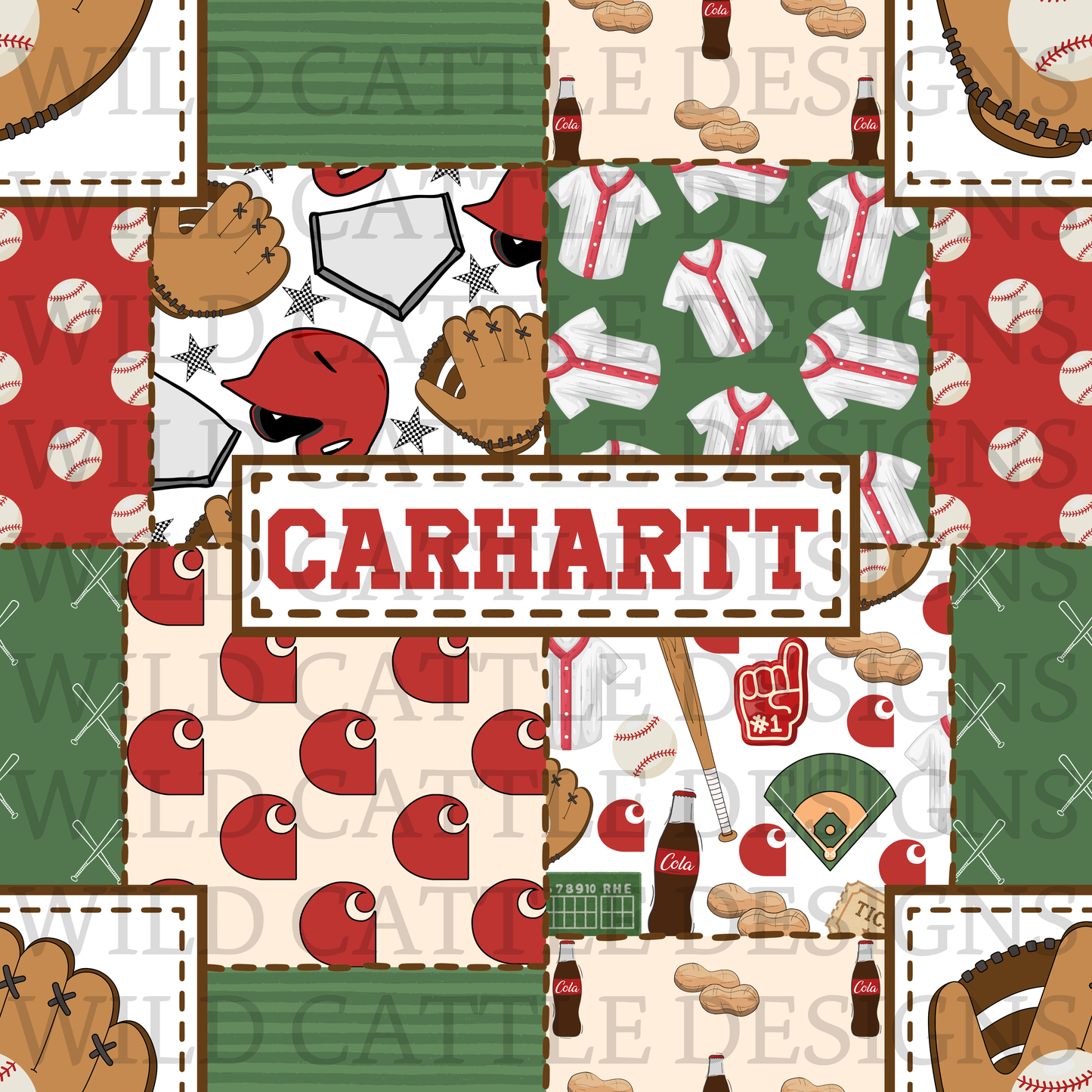 Baseball heart patchwork