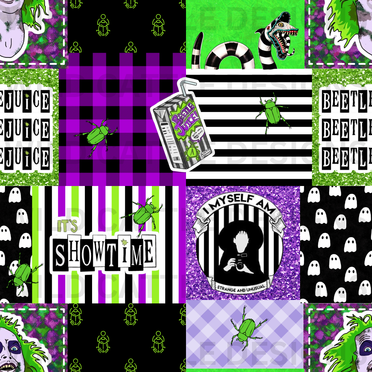 Beetle Man Patchwork Seamless