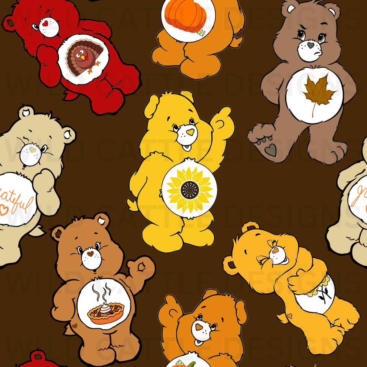 Happy Bear Thanksgiving Seamless