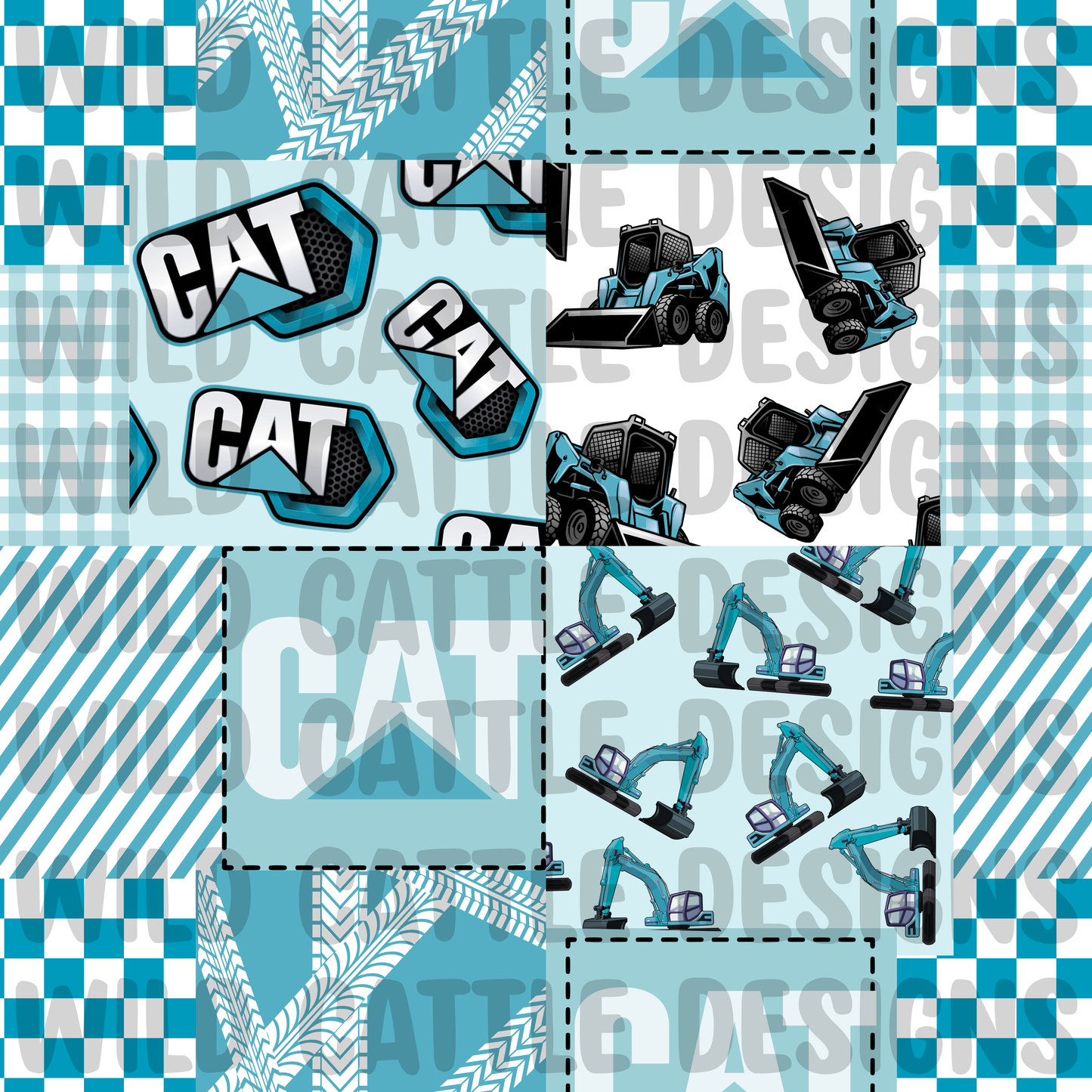 Blue cat patchwork