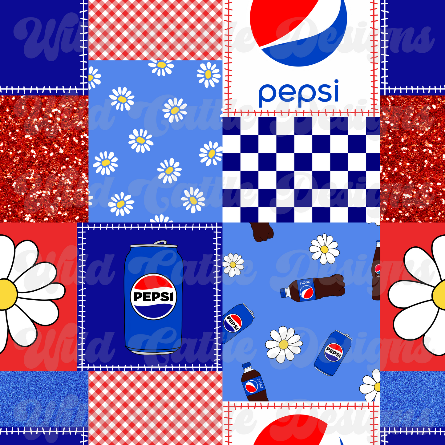 Blue Cola Girl Patchwork