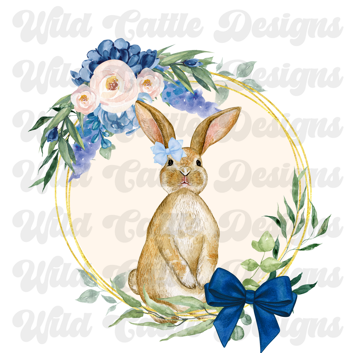 blue floral bunny png