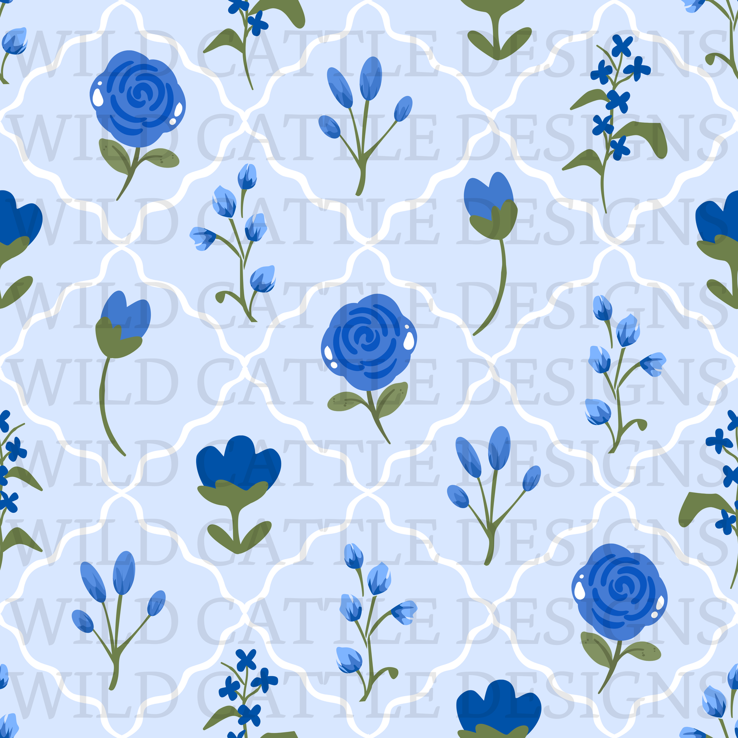 Blue floral pattern seamless