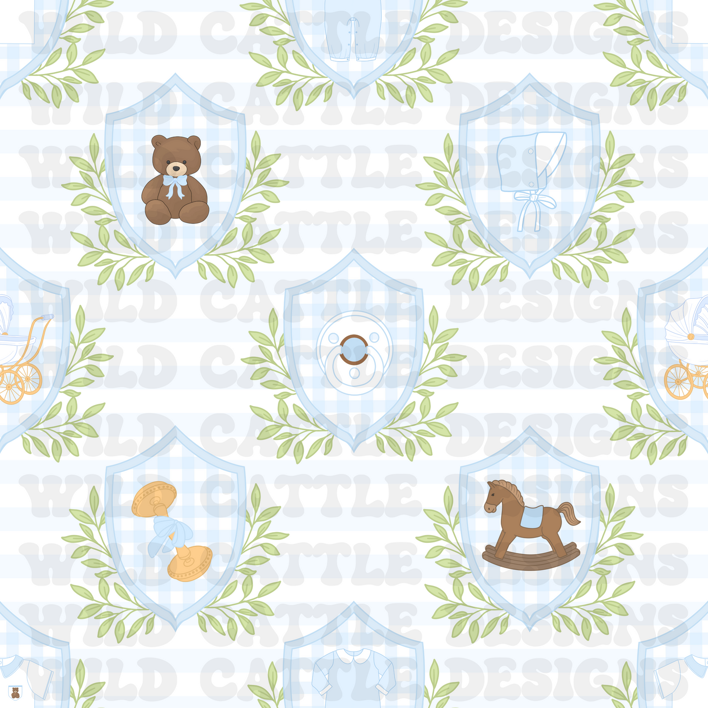 Blue heirloom crest seamless