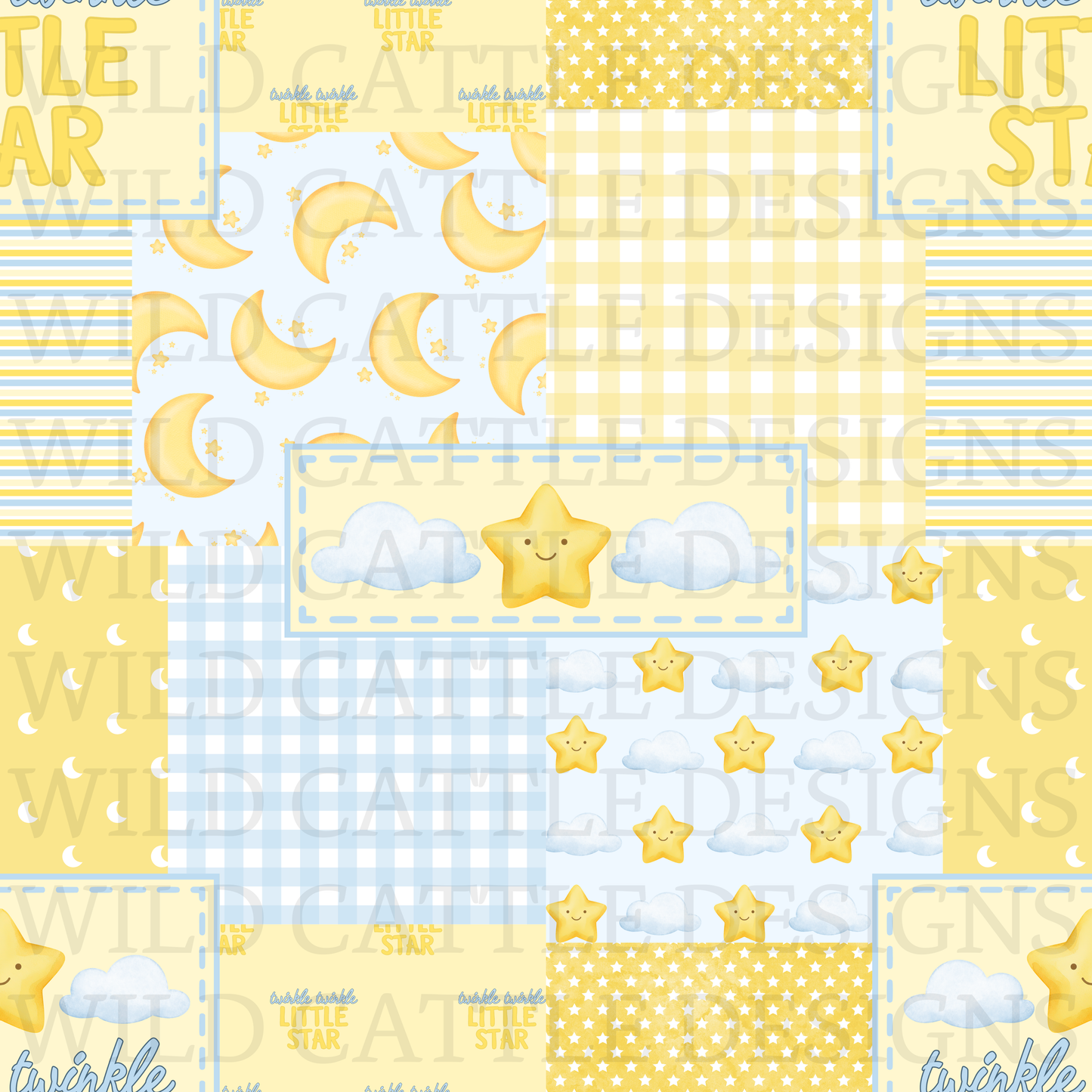 Blue twinkle little star patchwork