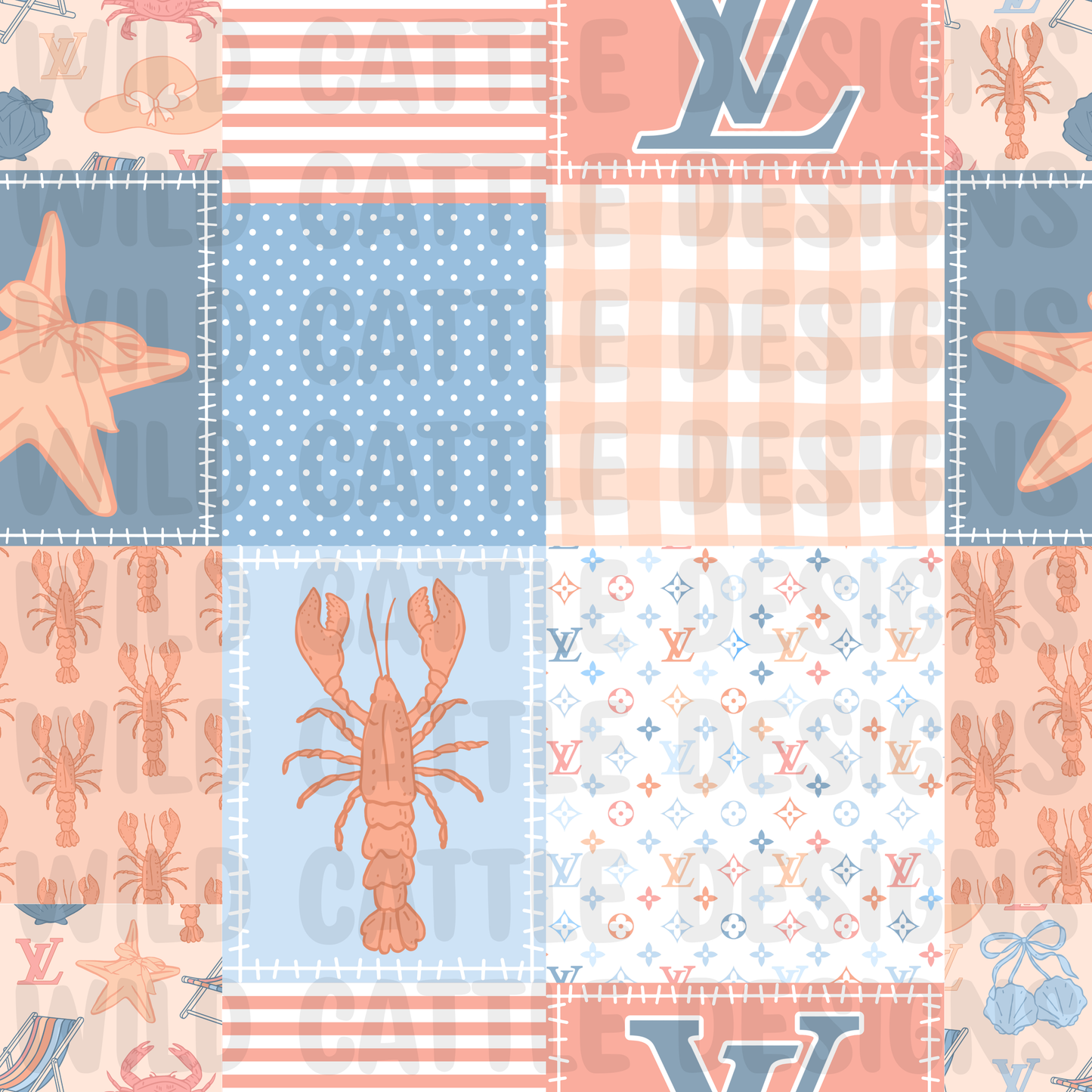 Boujee coral summer patchwork