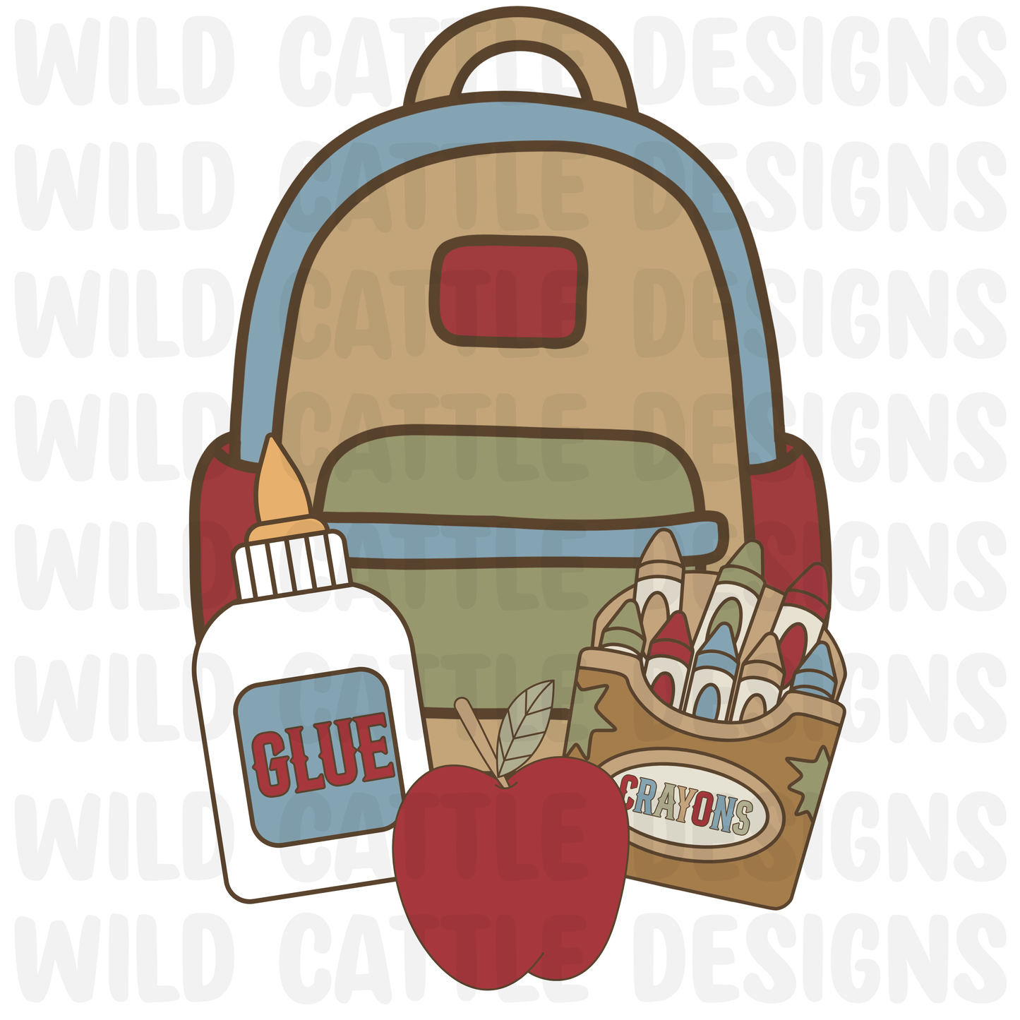 Boy saddle up for school supplies png