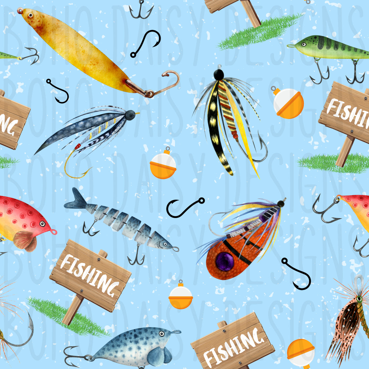 Gone Fishing Boy Seamless