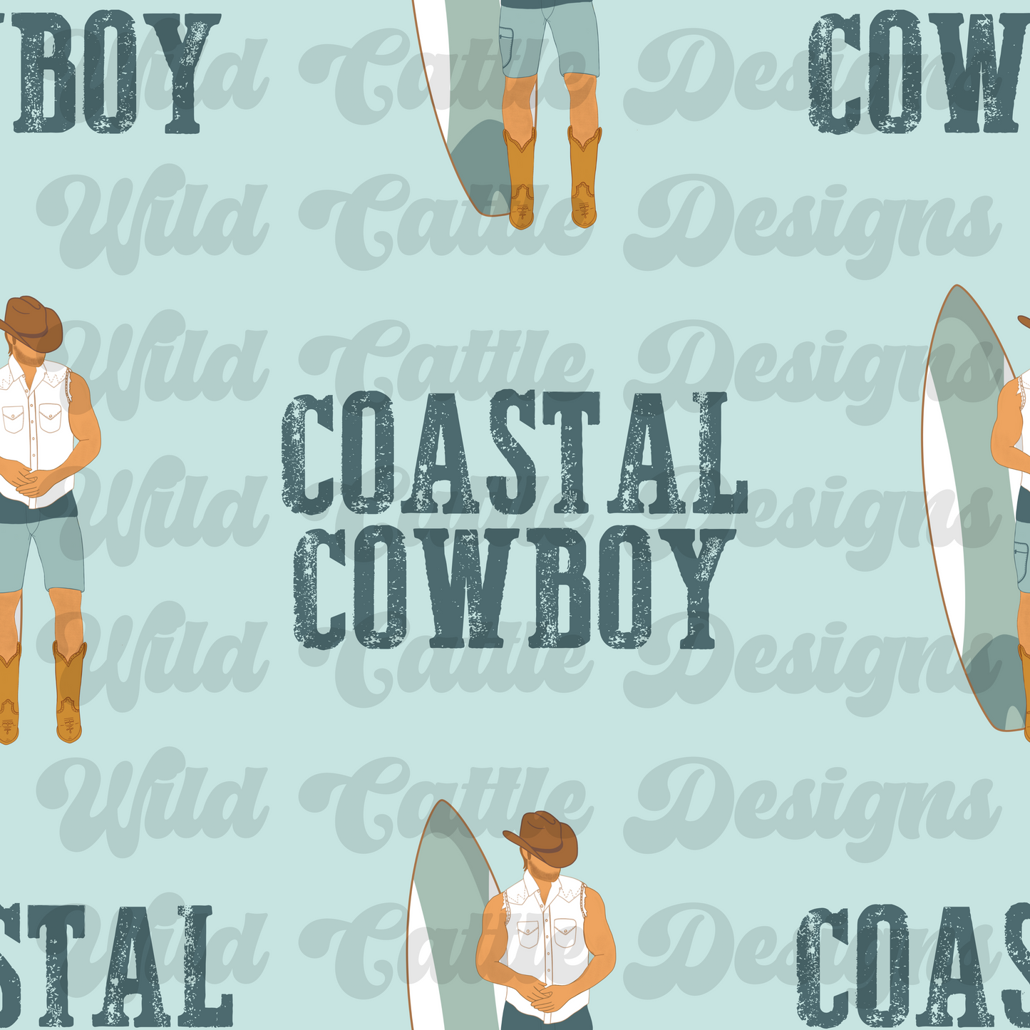 Coastal Cowboy blue seamless
