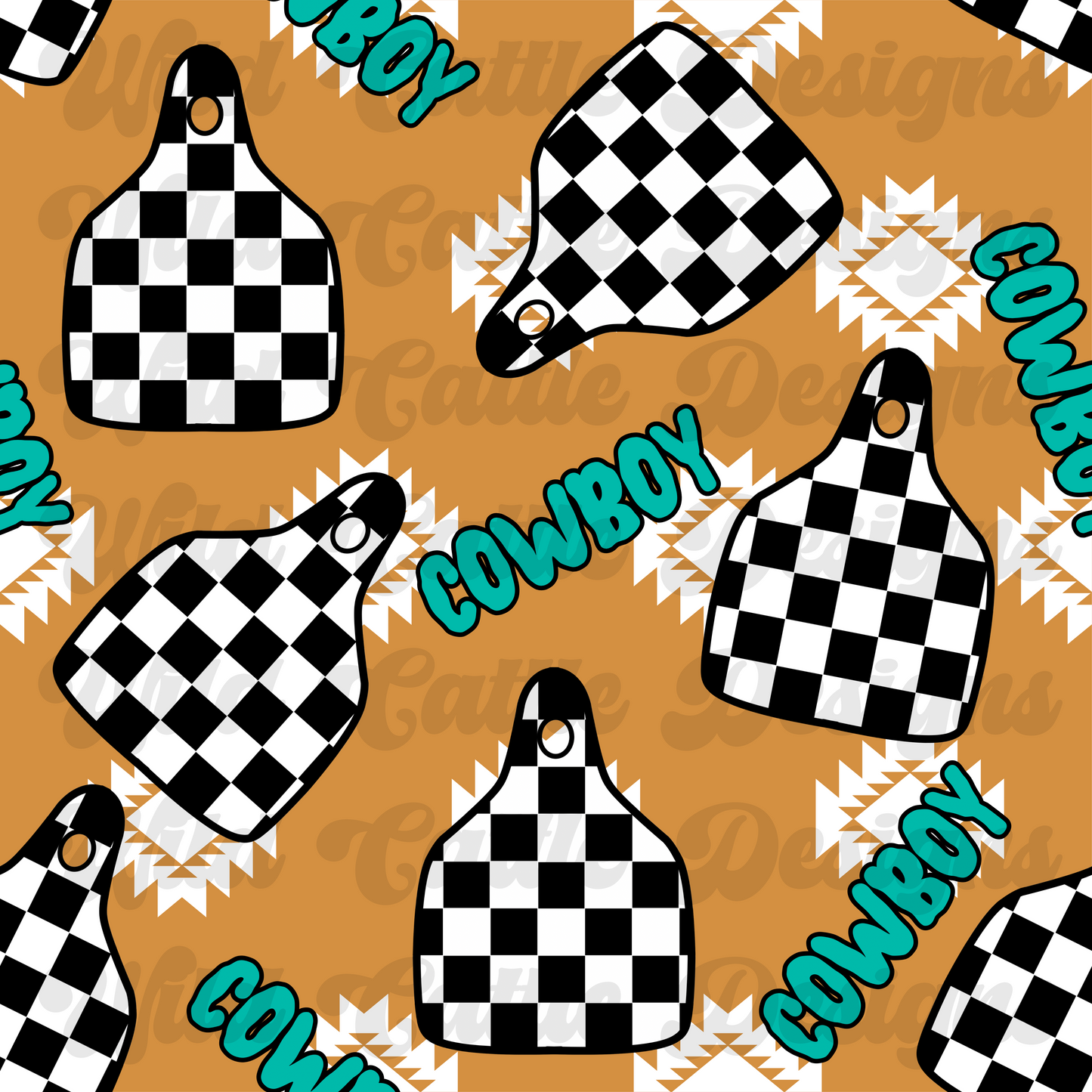 Cowboy cowtag seamless