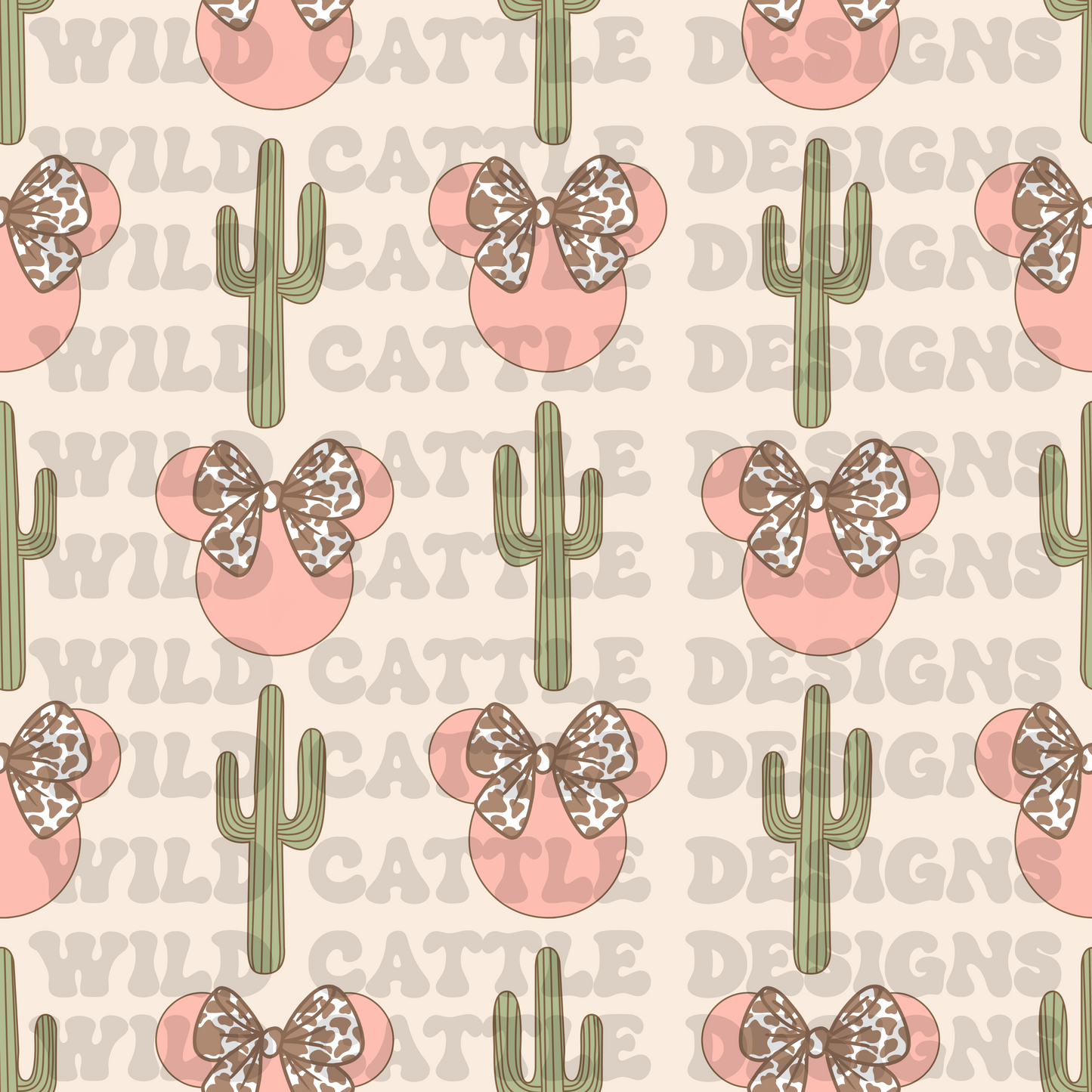 Cowgirl mouse and cactus seamless