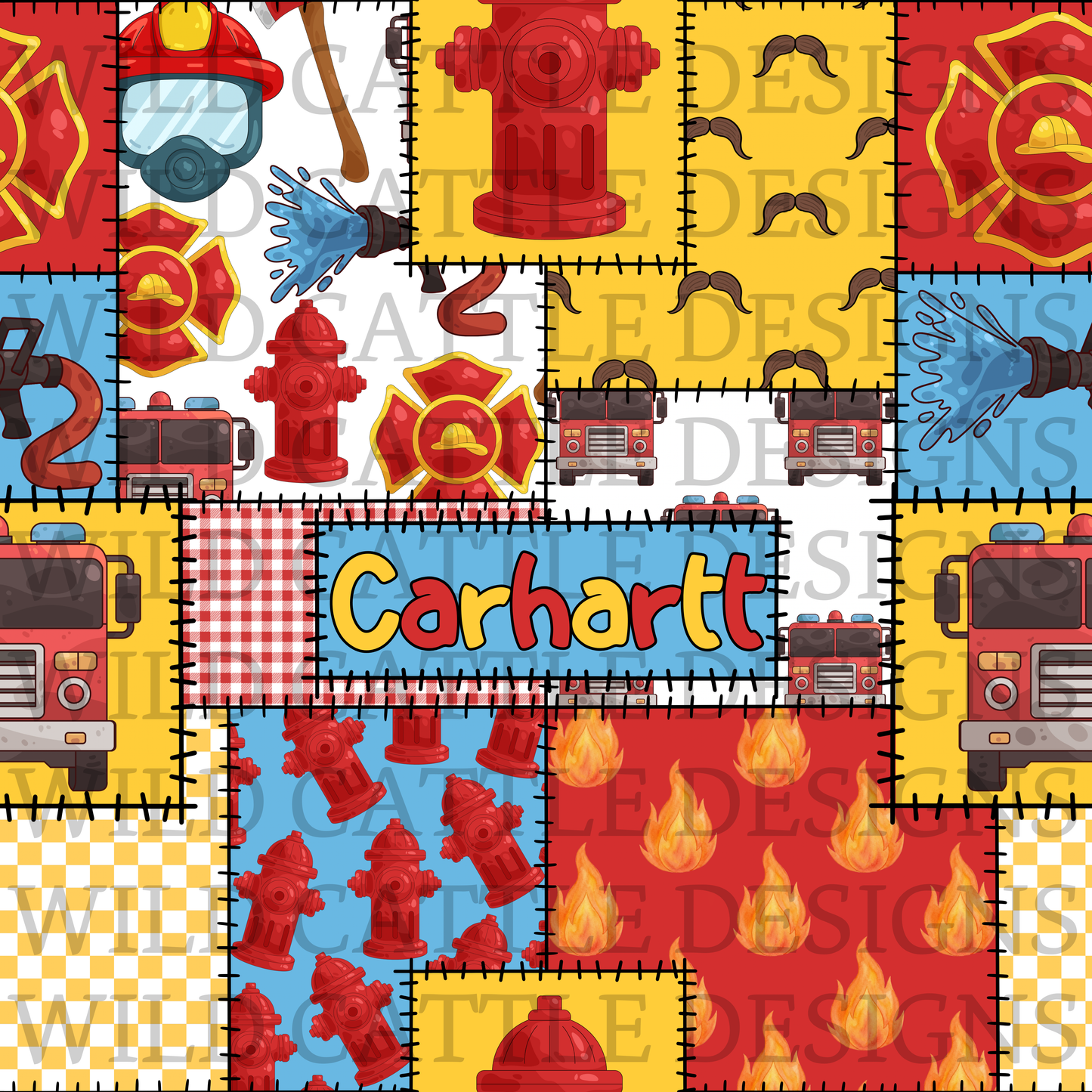 Firefighter heart patchwork