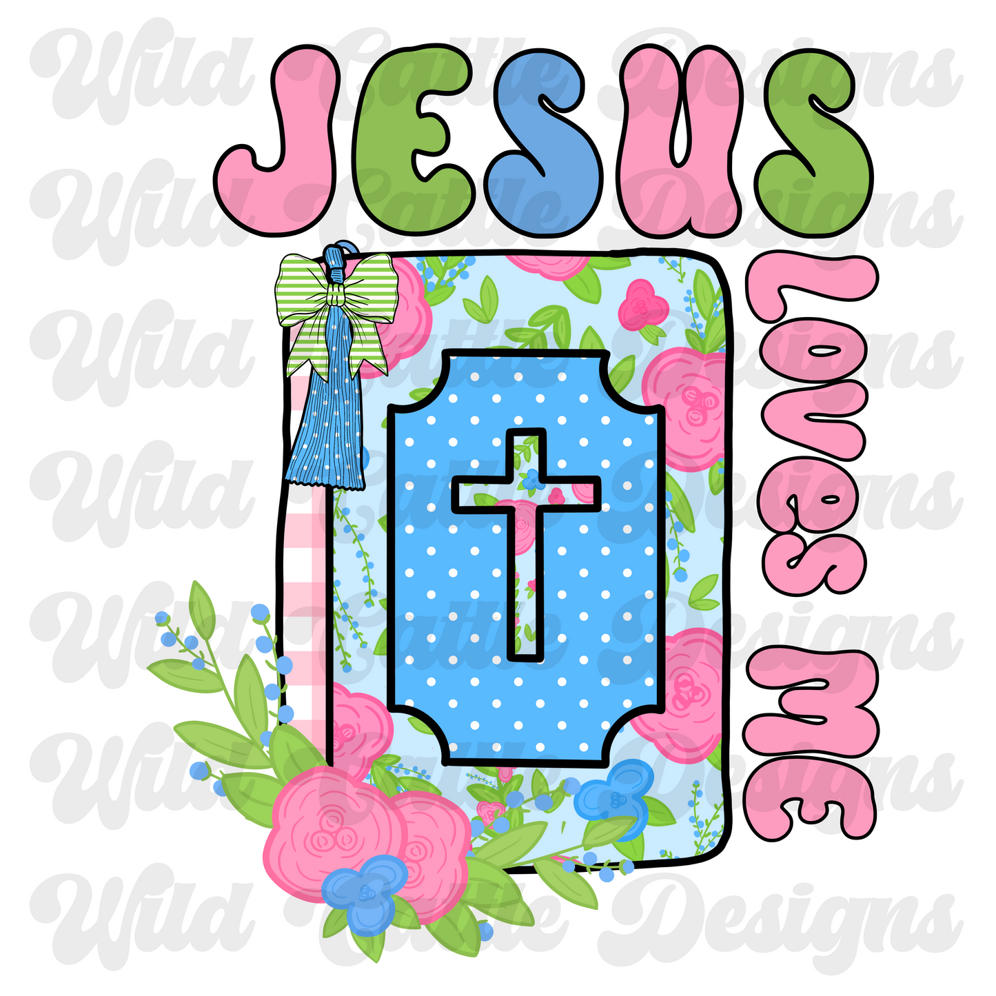Floral jesus loves me png