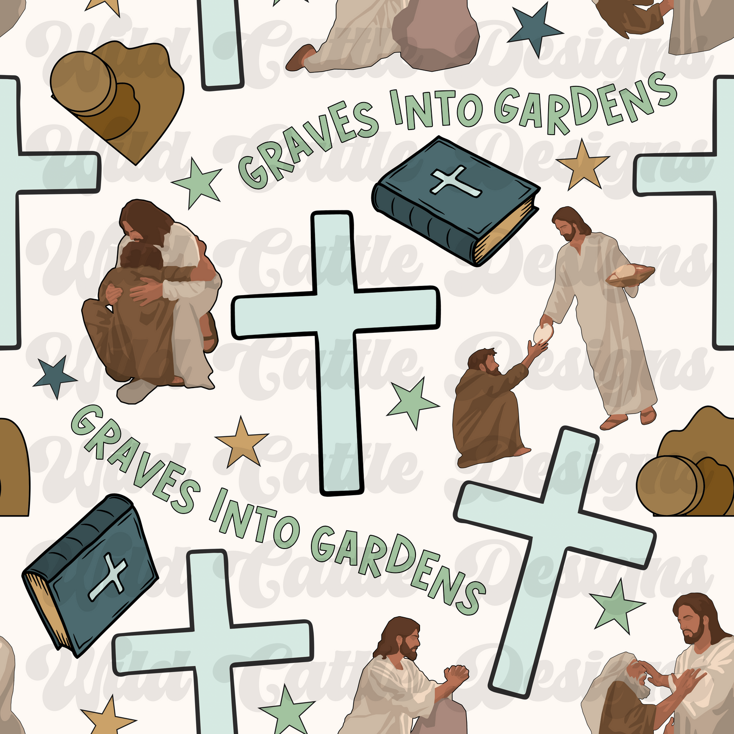 Graves to garden blue seamless