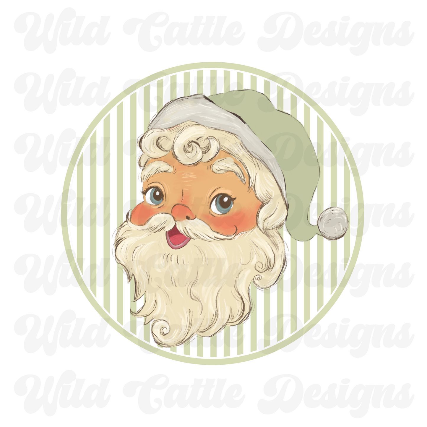 green shabby chic santa png
