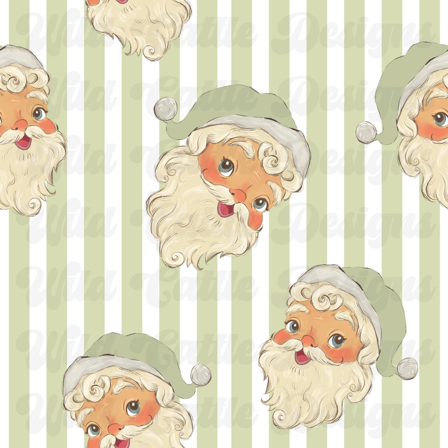 green shabby chic santa seamless