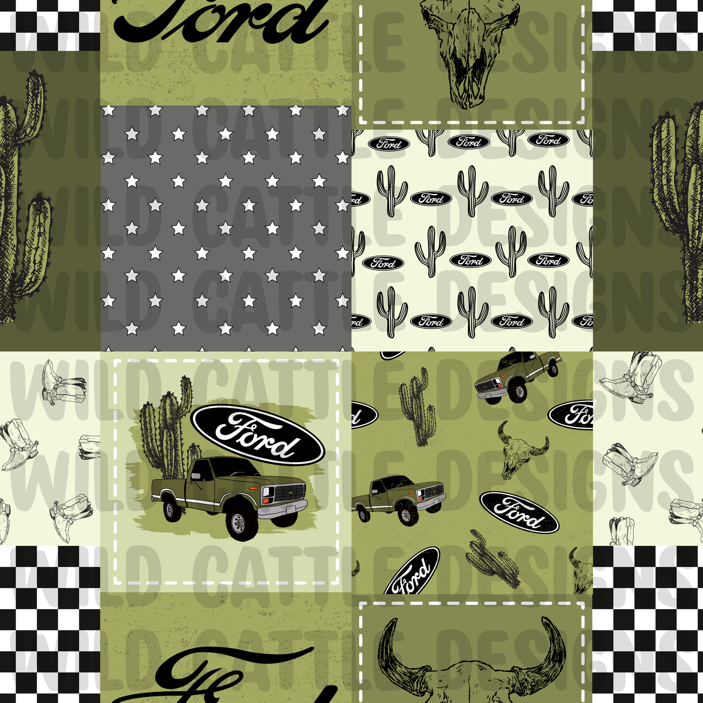 Green truck patchwork