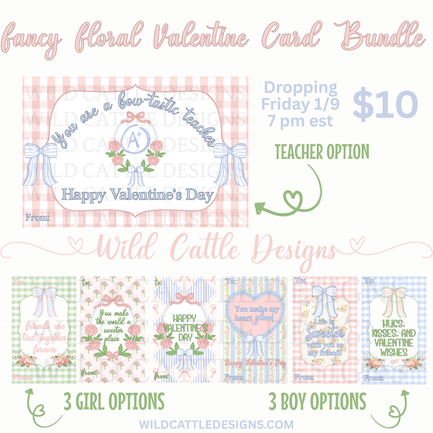 Fancy Floral Valentine Card Bundle