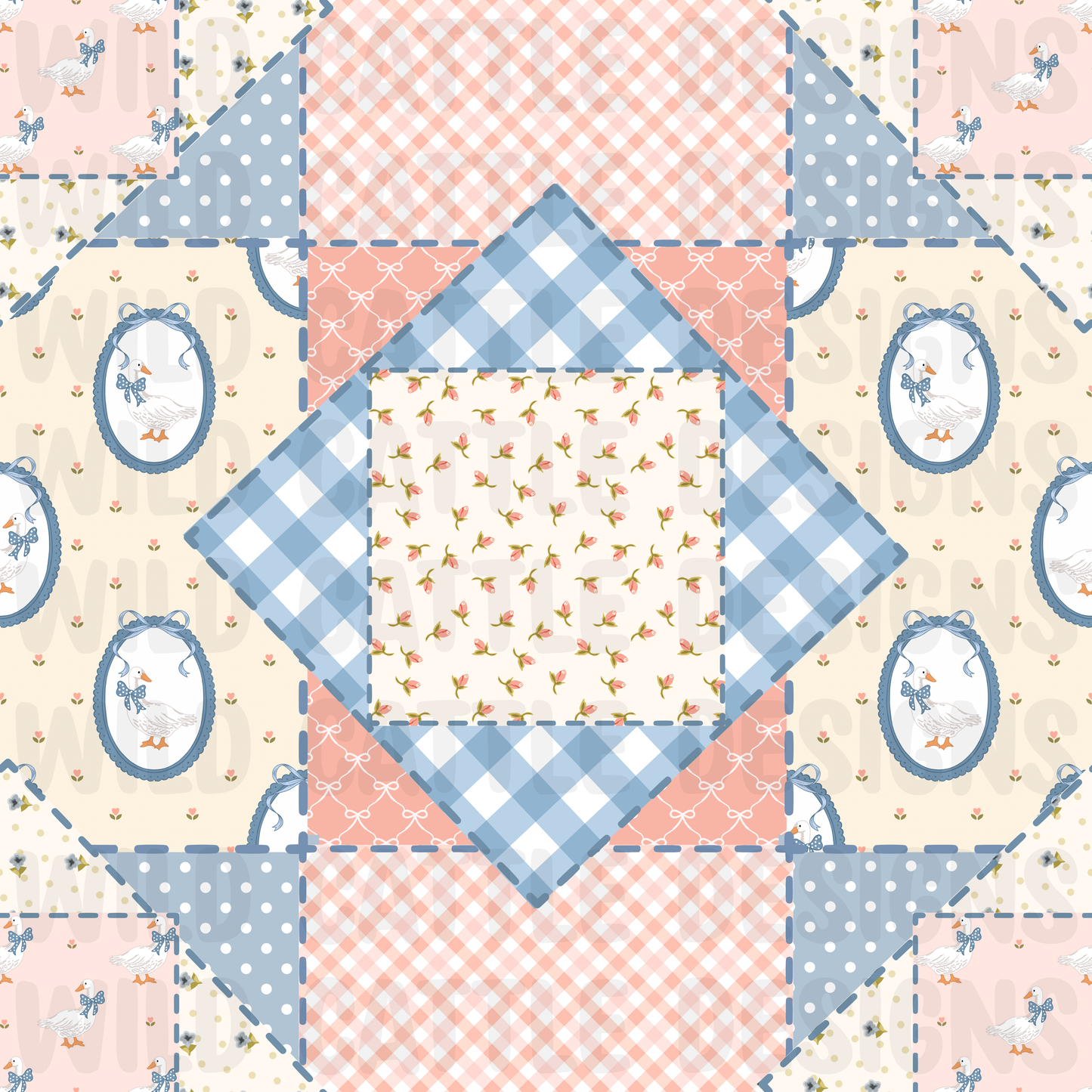 Vintage Geese Floral Patchwork