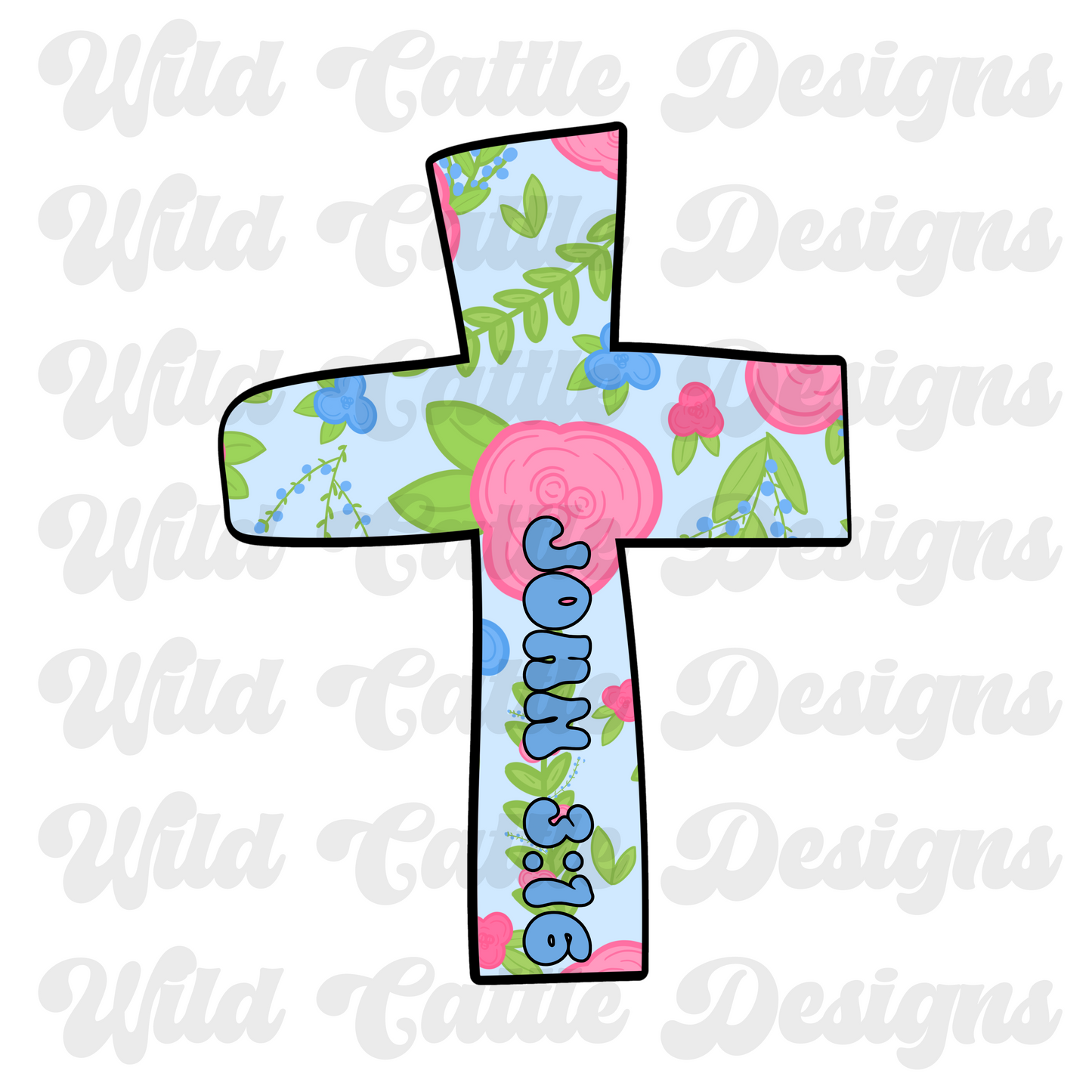 jesus loves me blue floral png