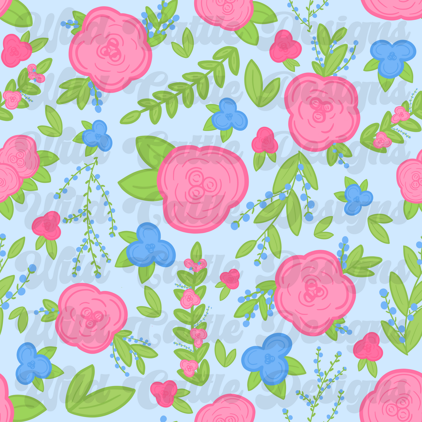 jesus loves me blue floral seamless