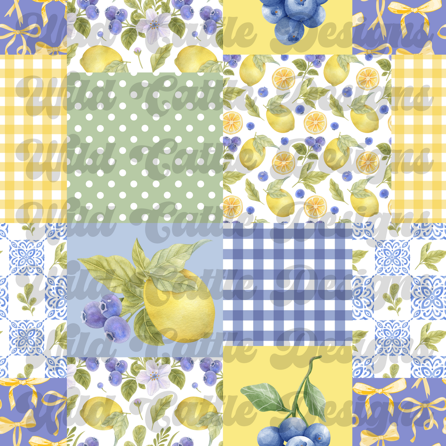 lemon and blueberries patchwork