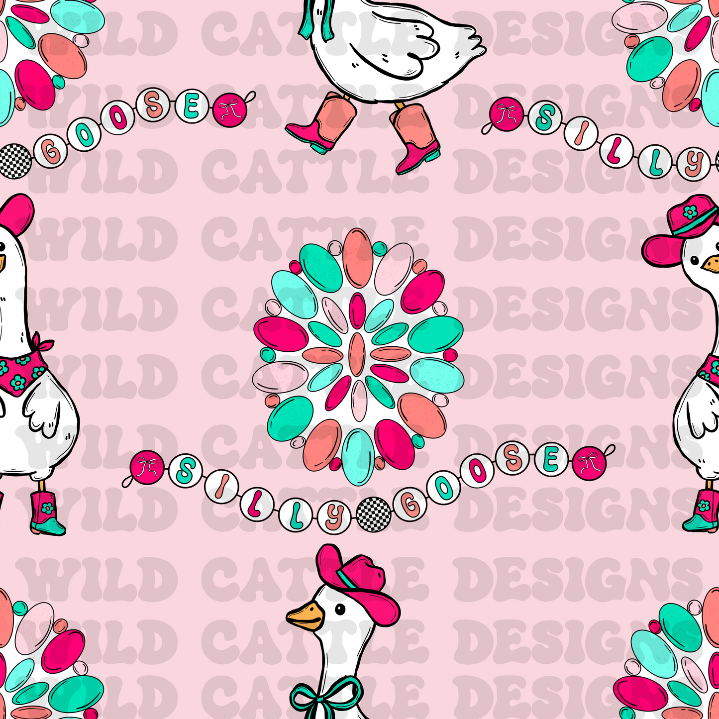 light pink western silly goose seamless