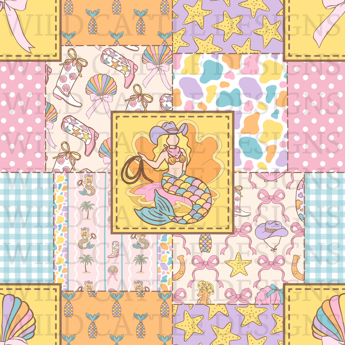 Mermaid cowgirl patchwork