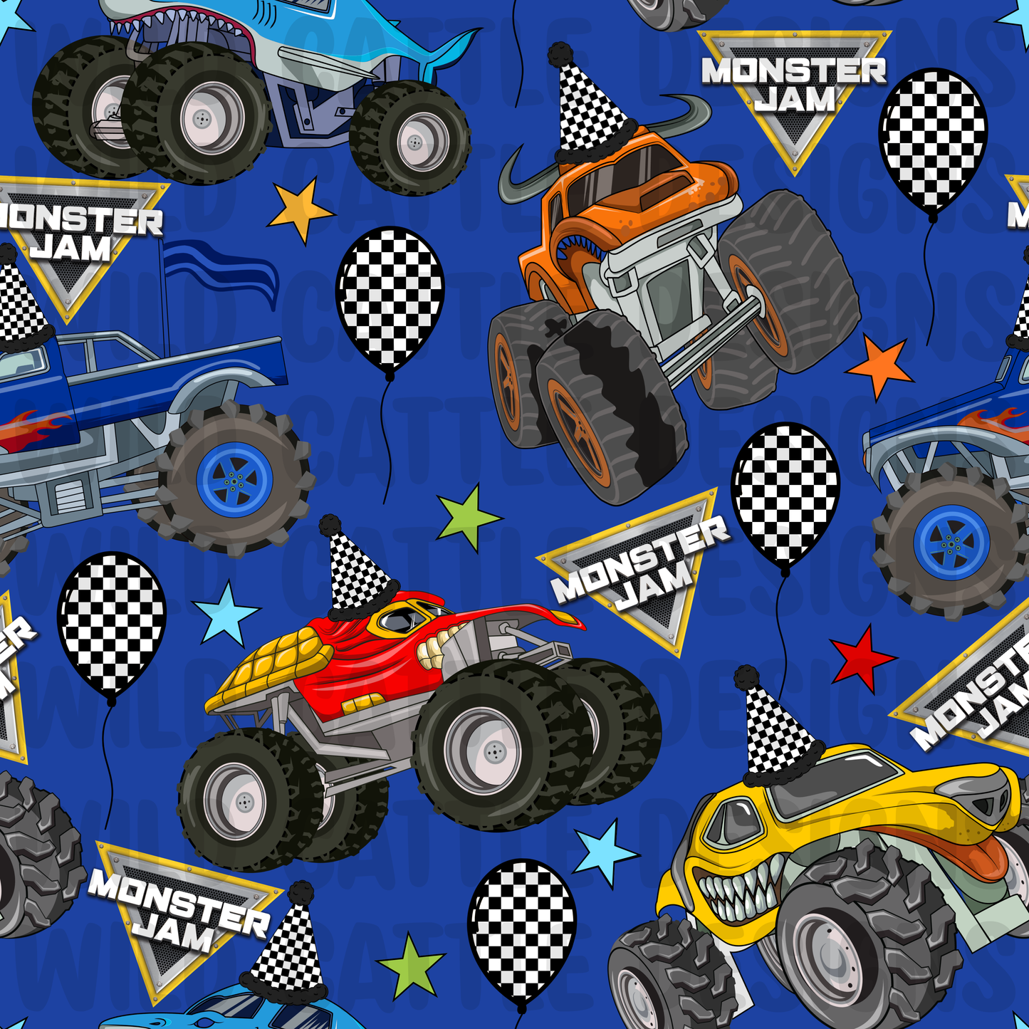 Monster truck birthday seamless