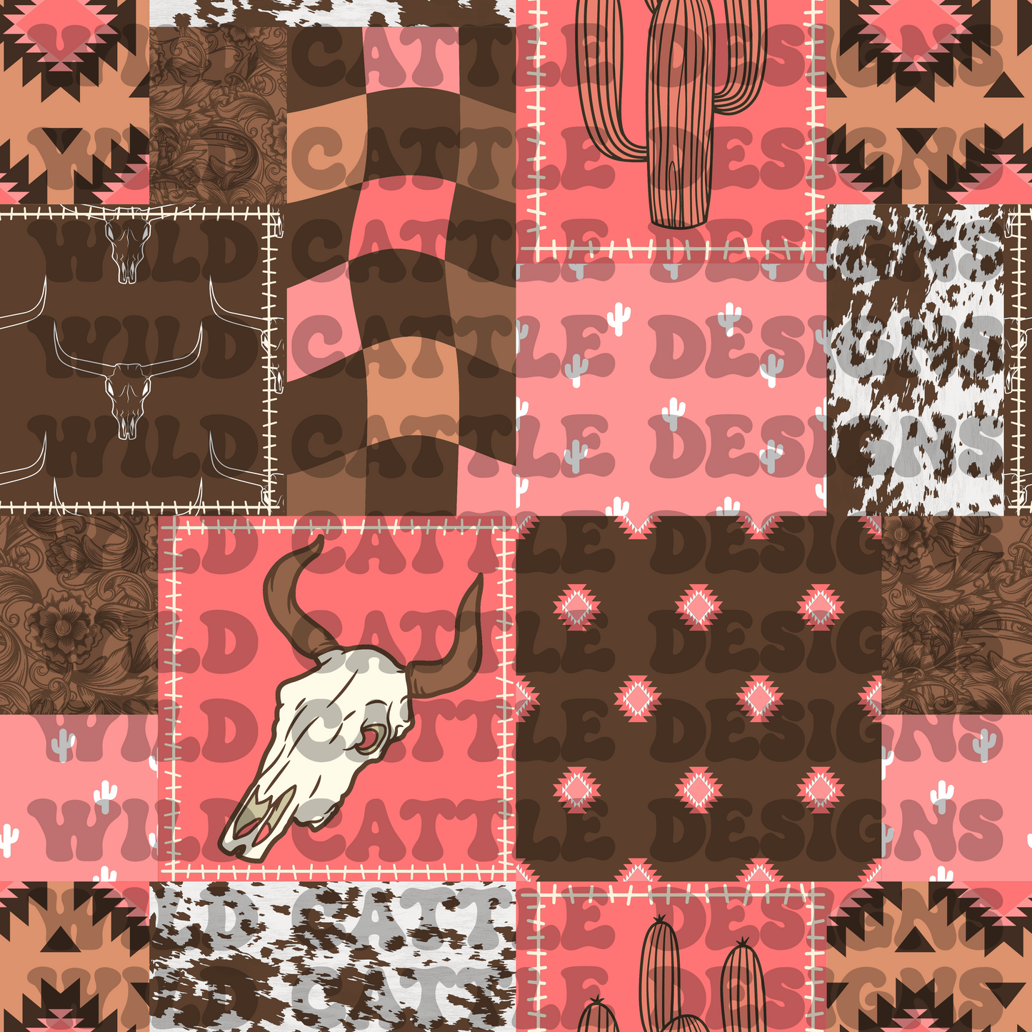 Muted pink western cowgirl patchwork