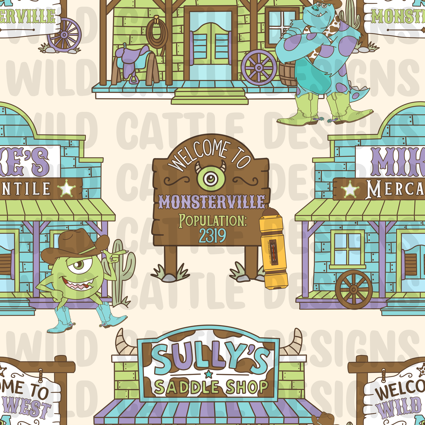 Muted wild monsters seamless