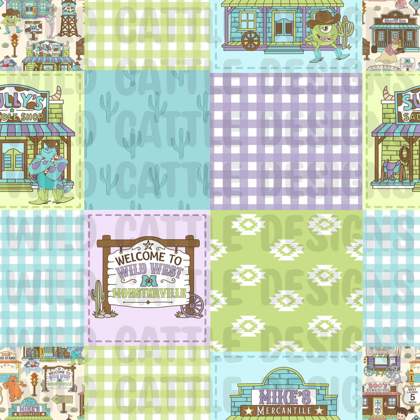 Muted wild west monsters patchwork