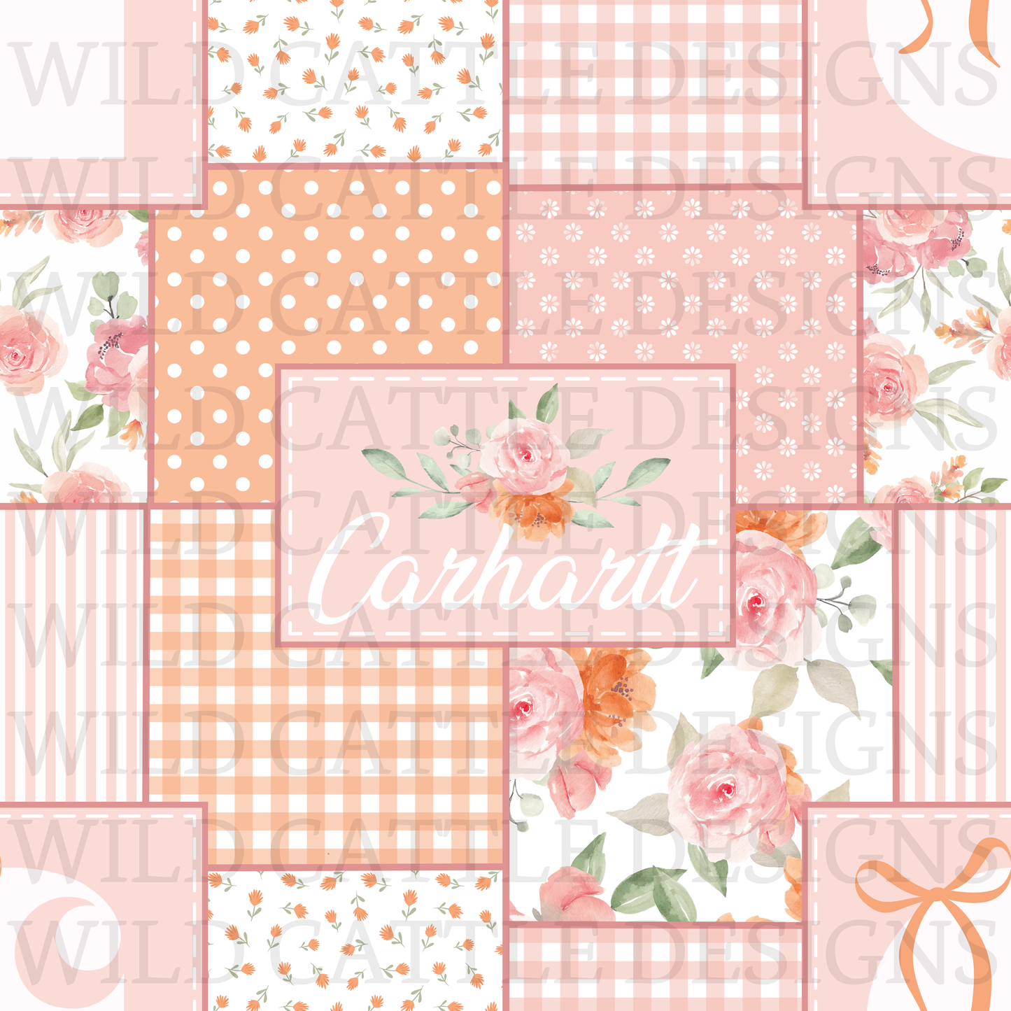 Orange and pink floral patchwork