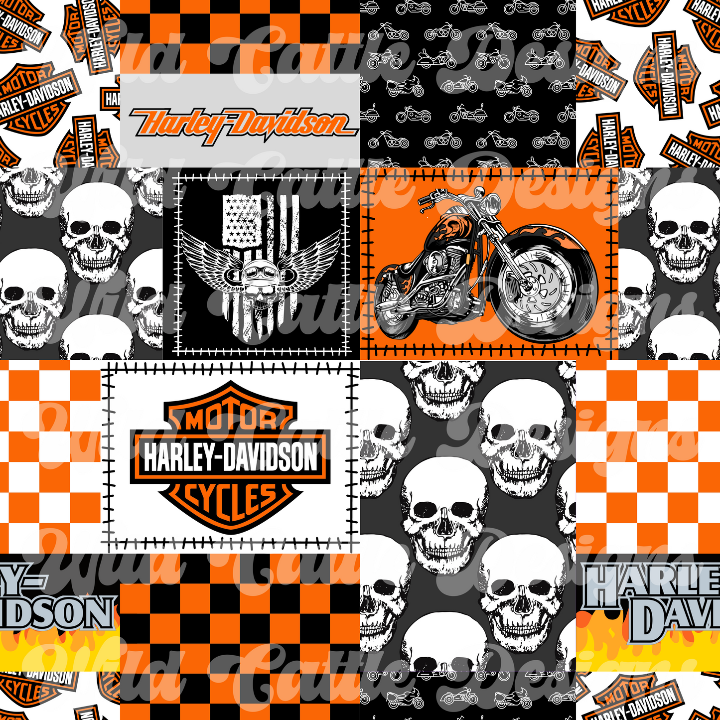 Orange Motorcycle Patchwork