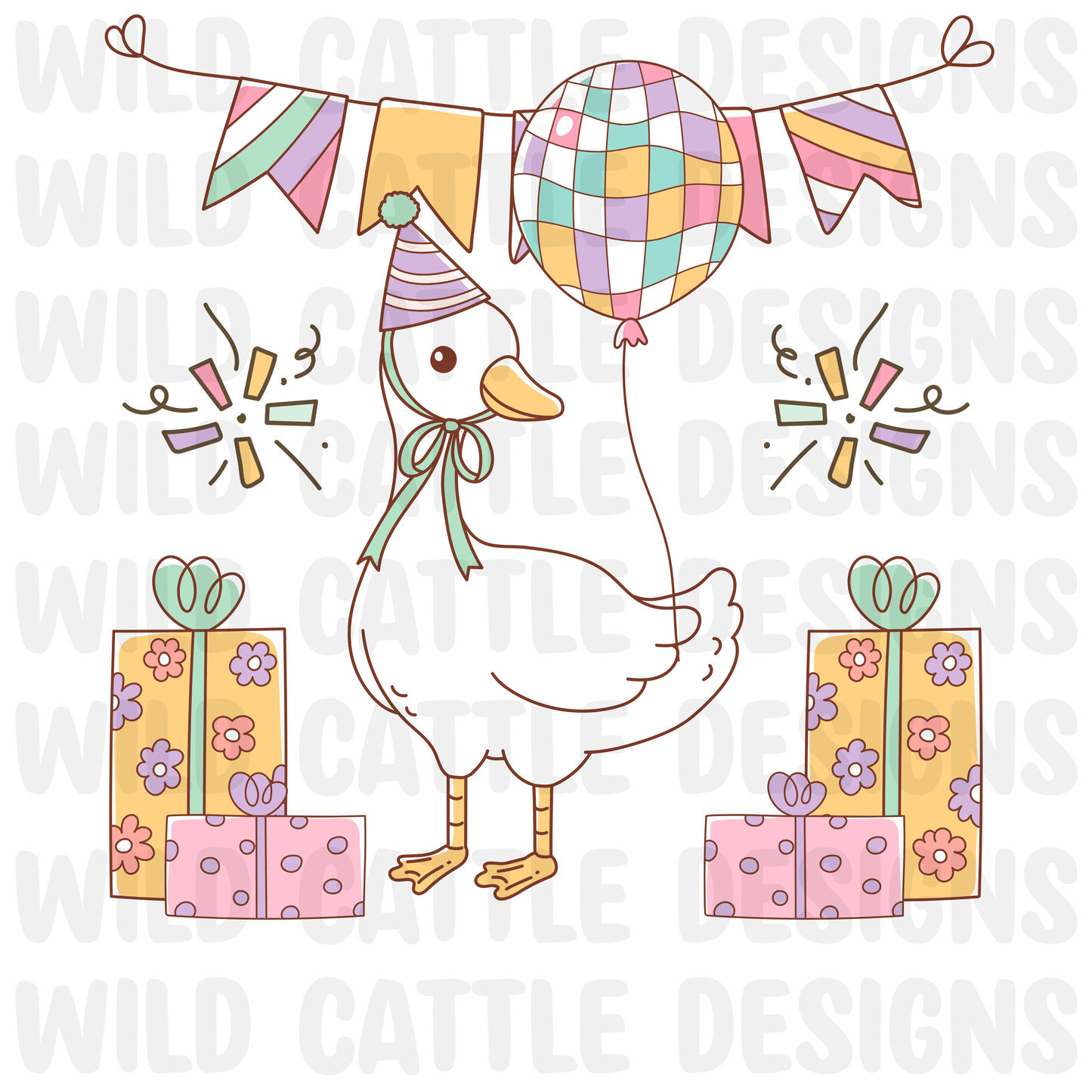 Pastel birthday goose png