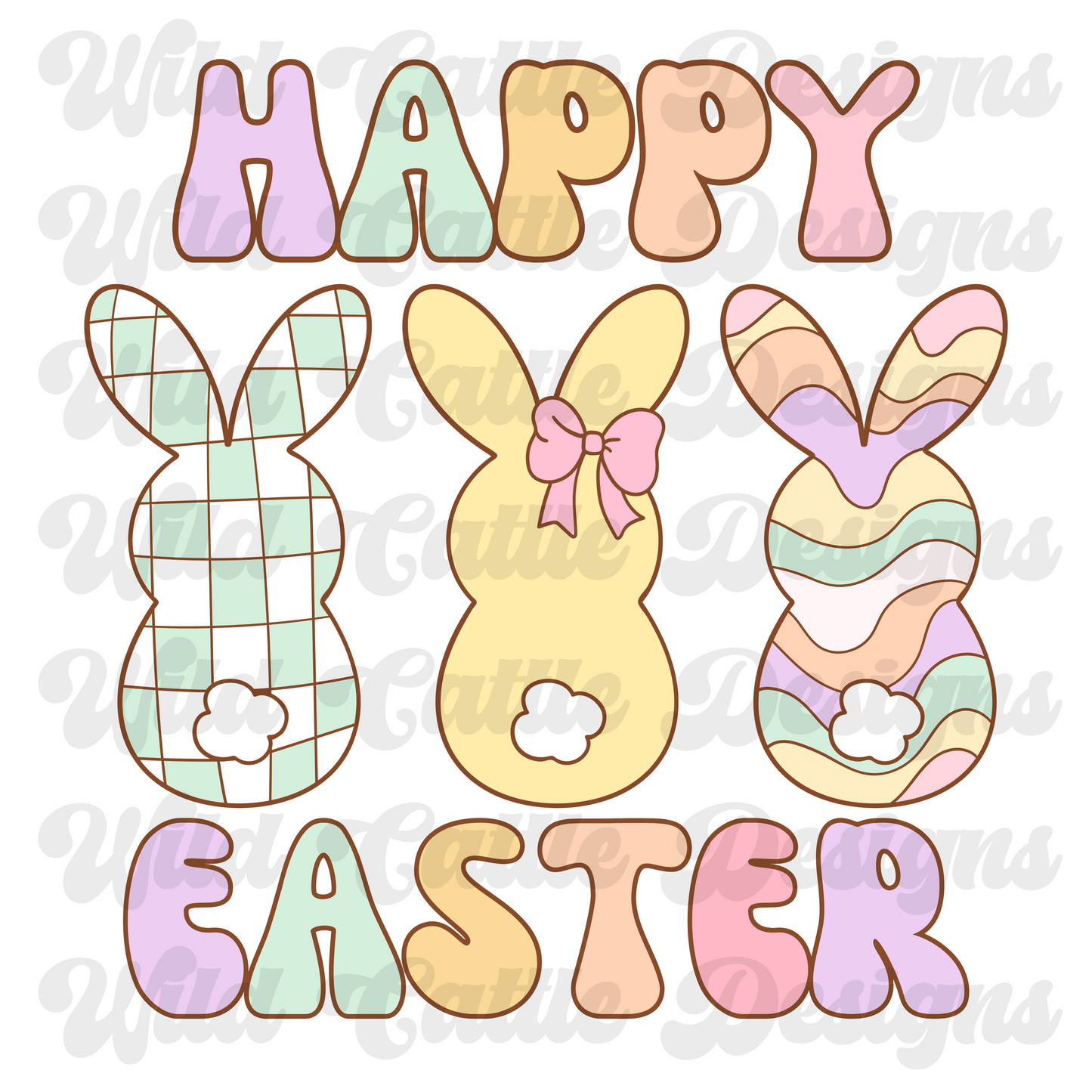 pastel colorful bunnies png