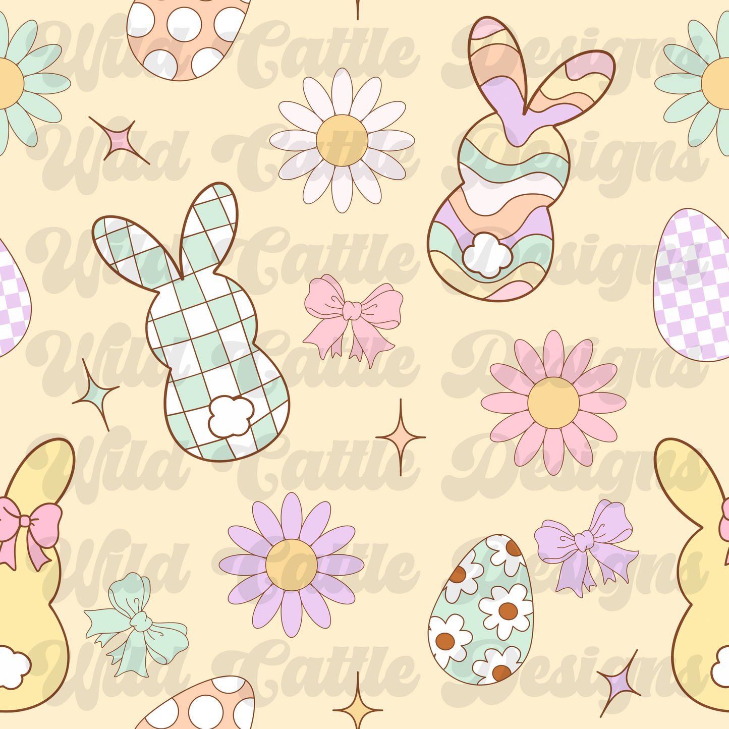 pastel colorful bunnies seamless