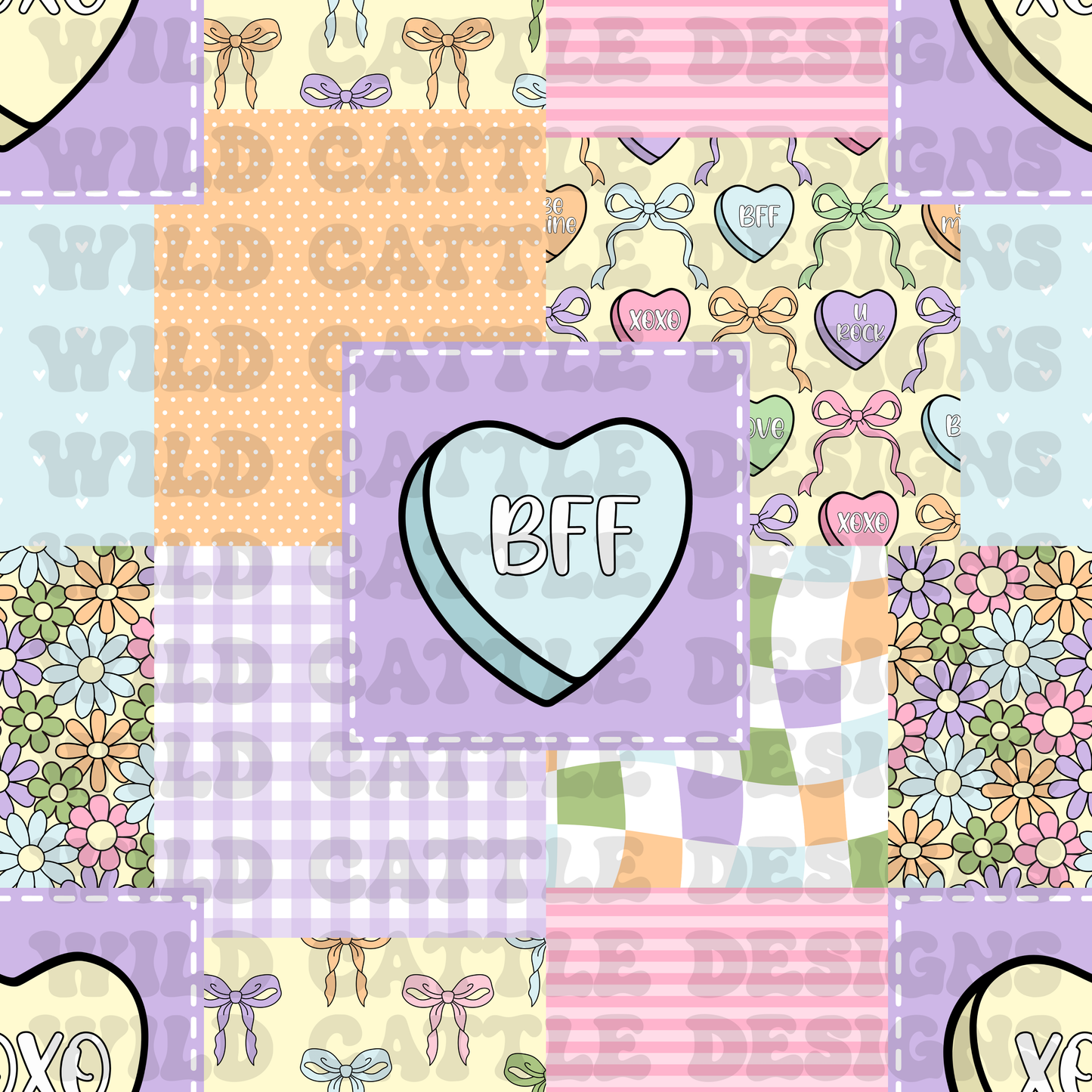 Pastel conversation heart patchwork