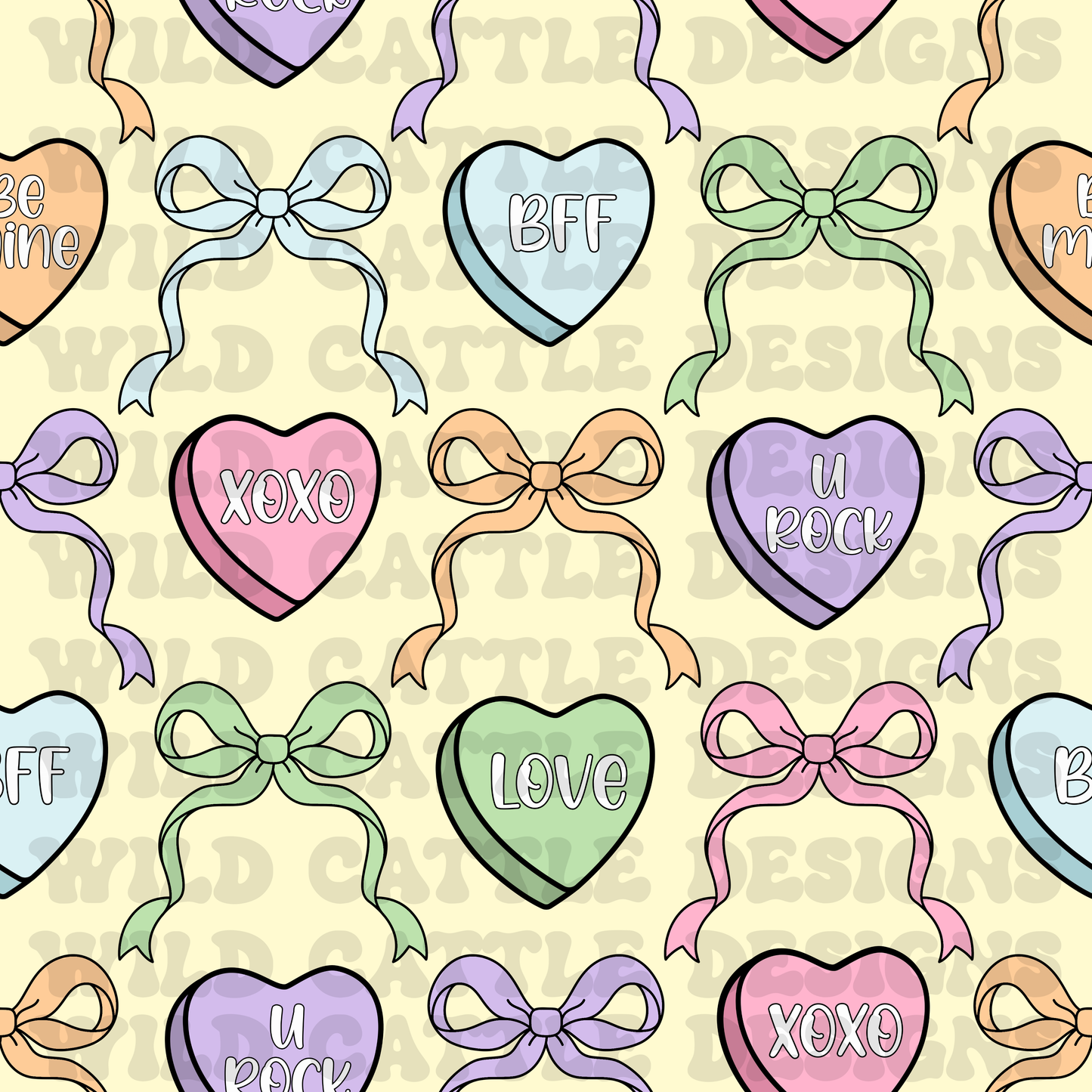 Pastel conversation heart seamless