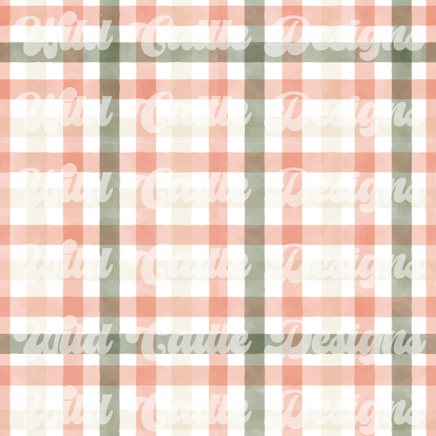 Peach and Green Plaid Seamless