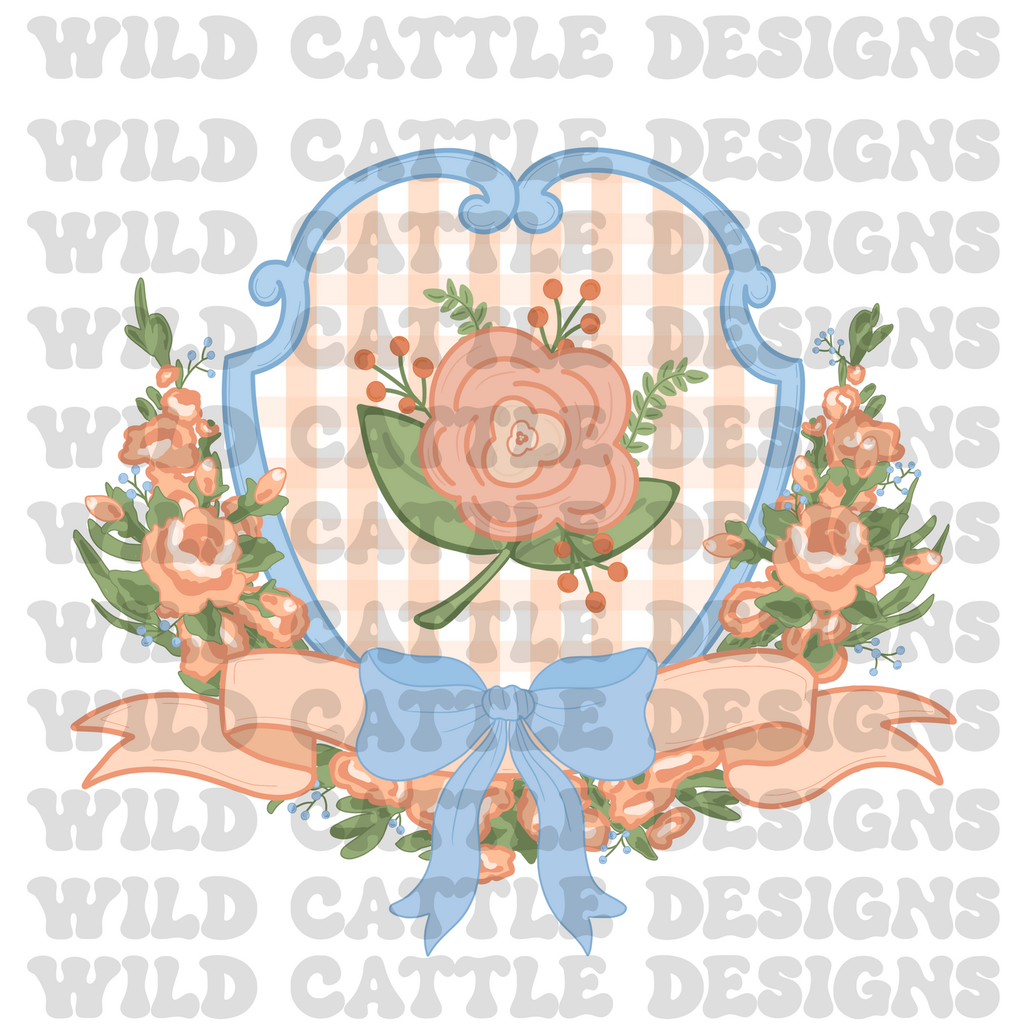 Peach floral bows png