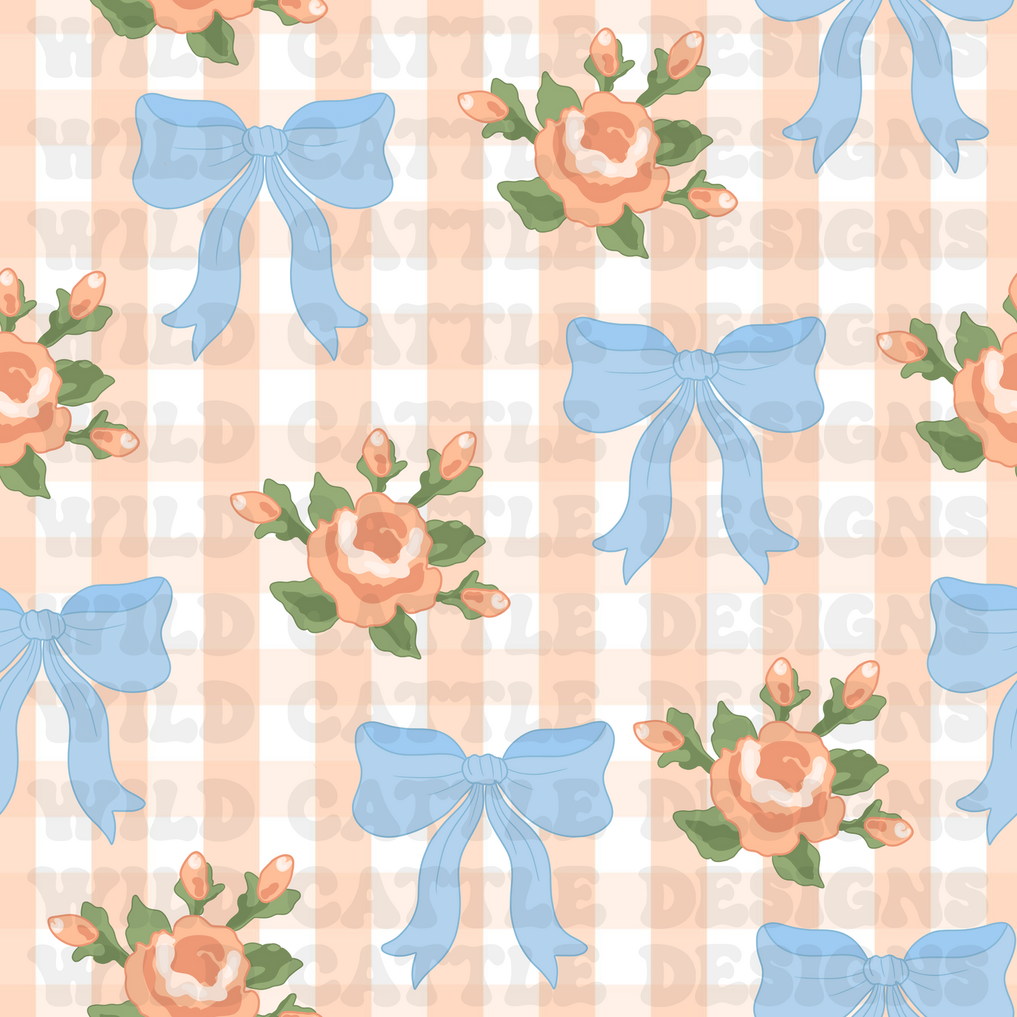 peach floral bow seamless