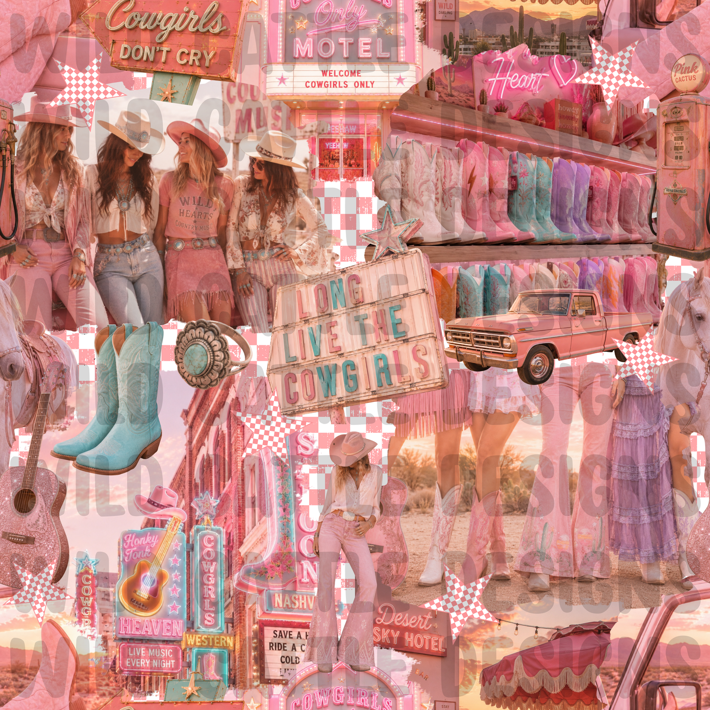 Pink Airy Cowgirl Aesthetic Seamless