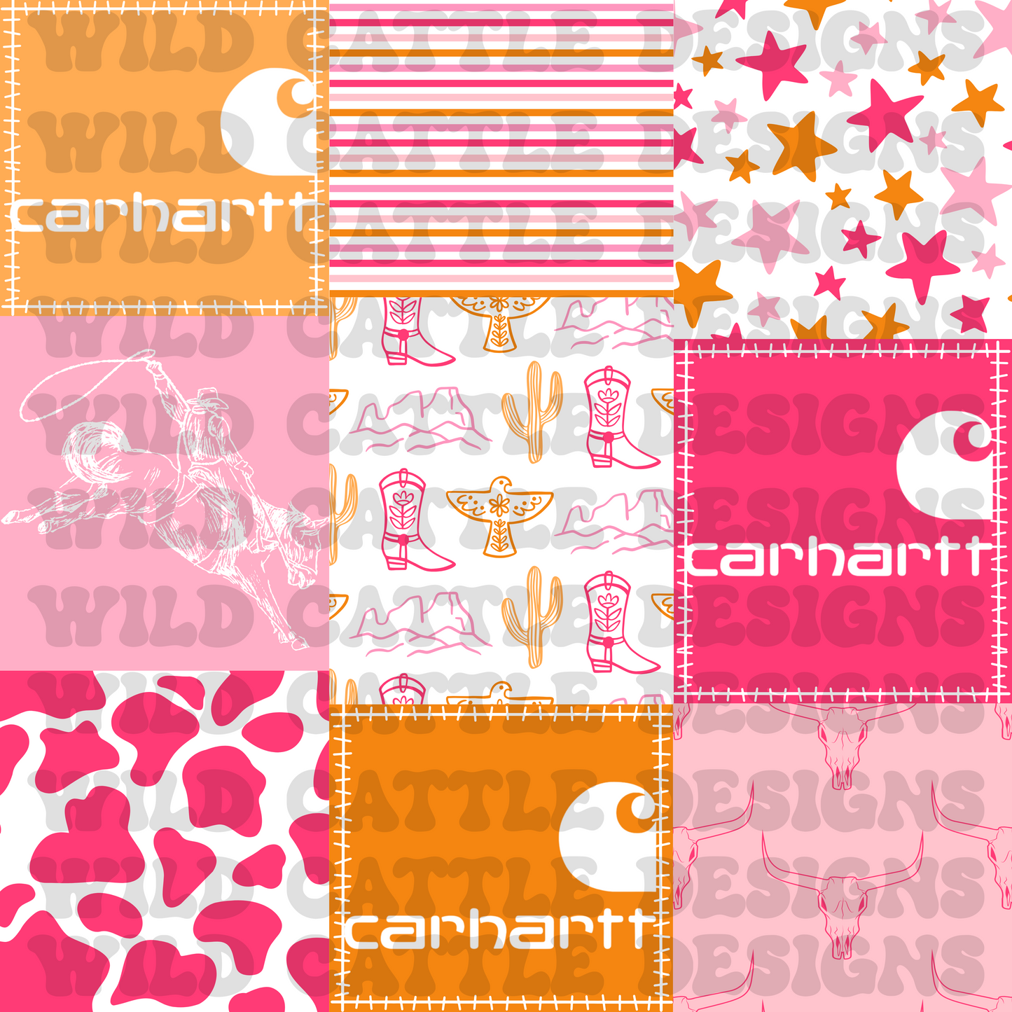 Pink Orange Western Patchwork