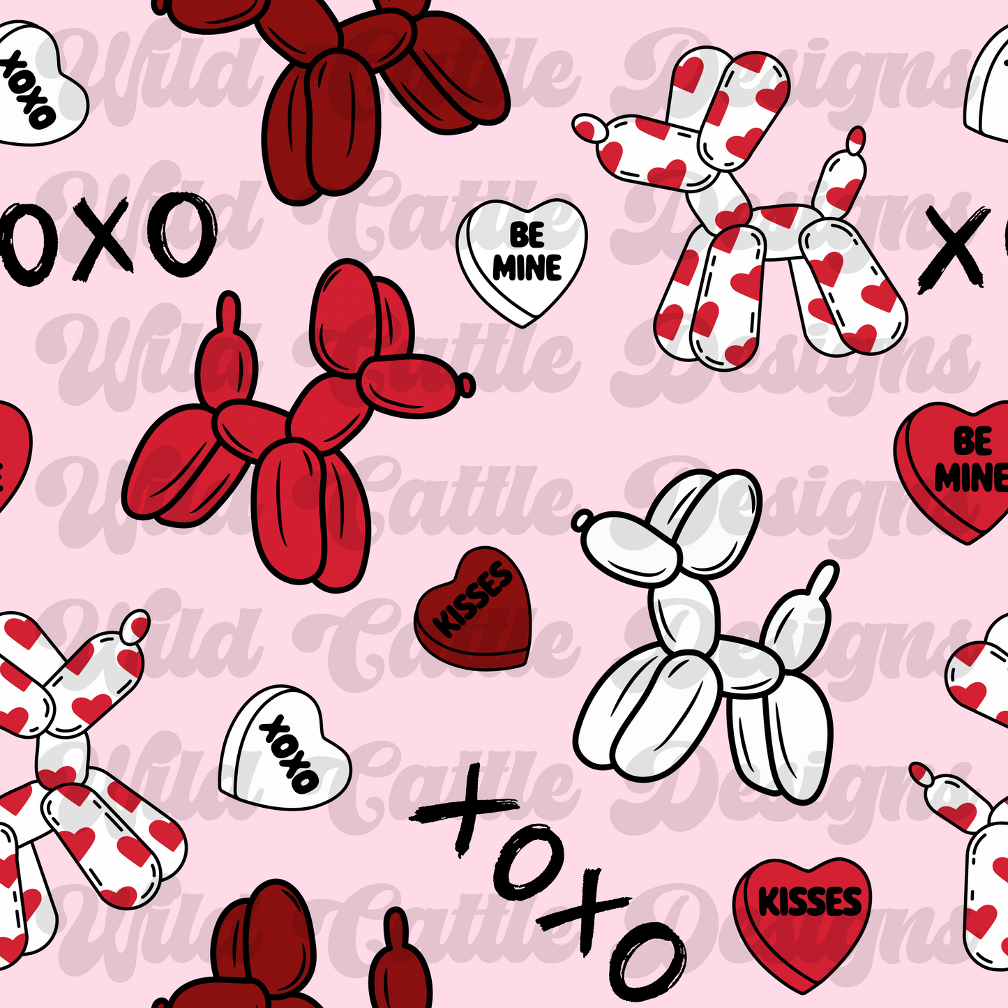 pink balloon dog seamless