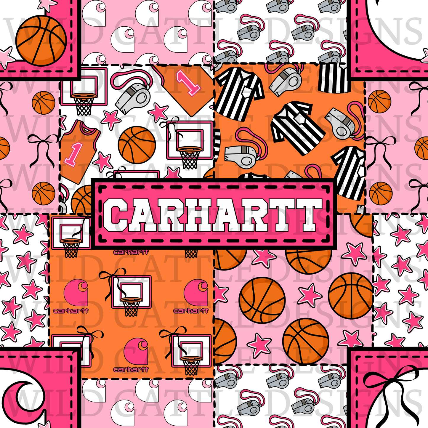 Pink basketball heart patchwork