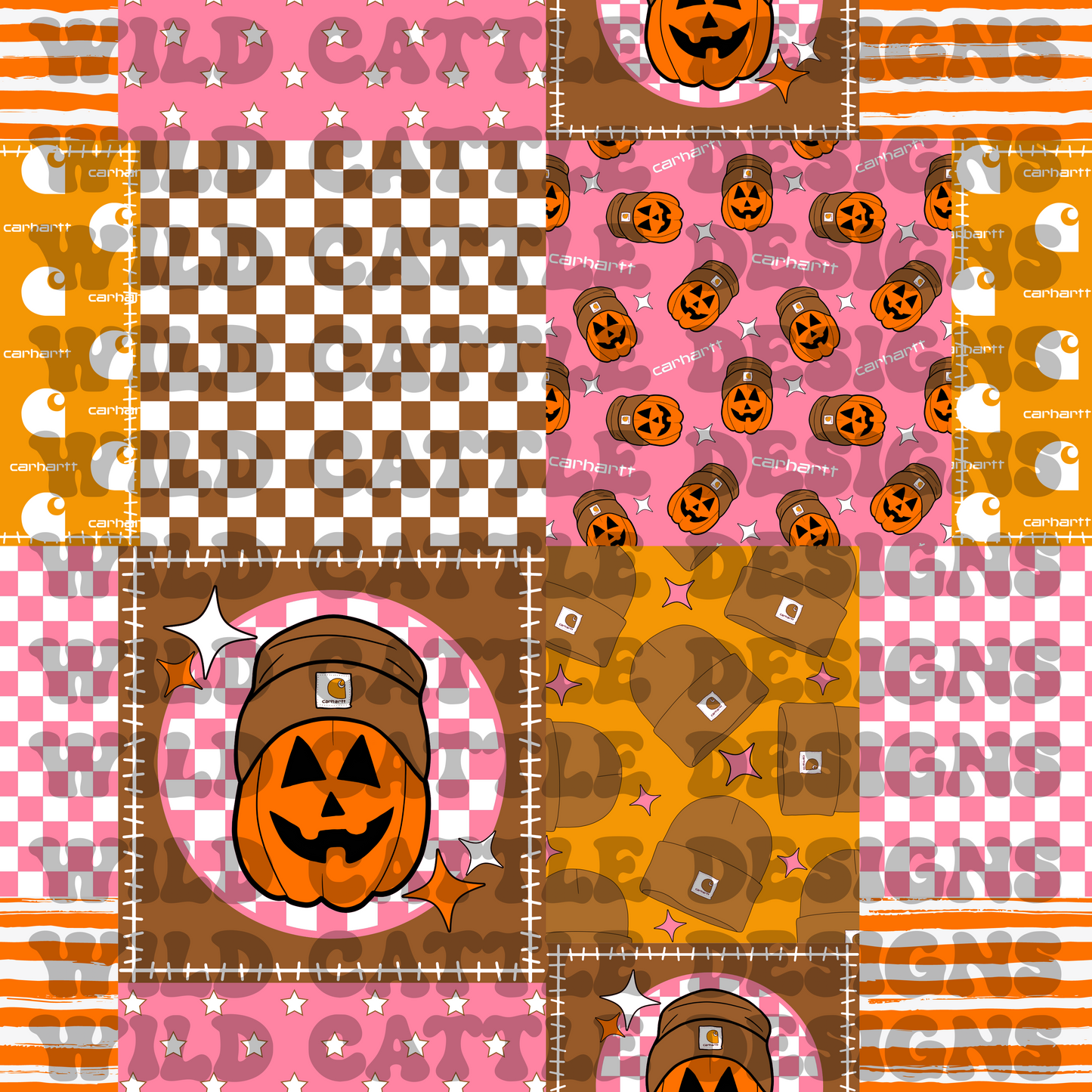Pink cool pumpkin patchwork